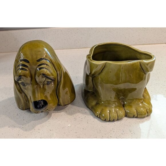 Vintage Basset Hound Dog Cookie Jar Glossy Ceramic Doranne of California 1950s - Picture 16 of 16